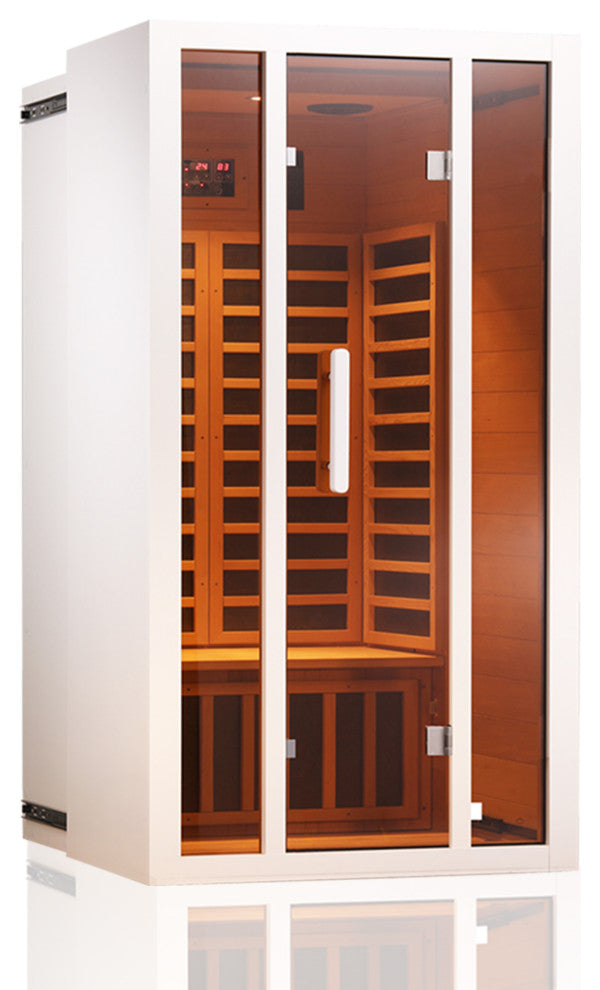 Extendable Indoor FAR Infrared Heating Sauna Bluetooth, White, 2-Person