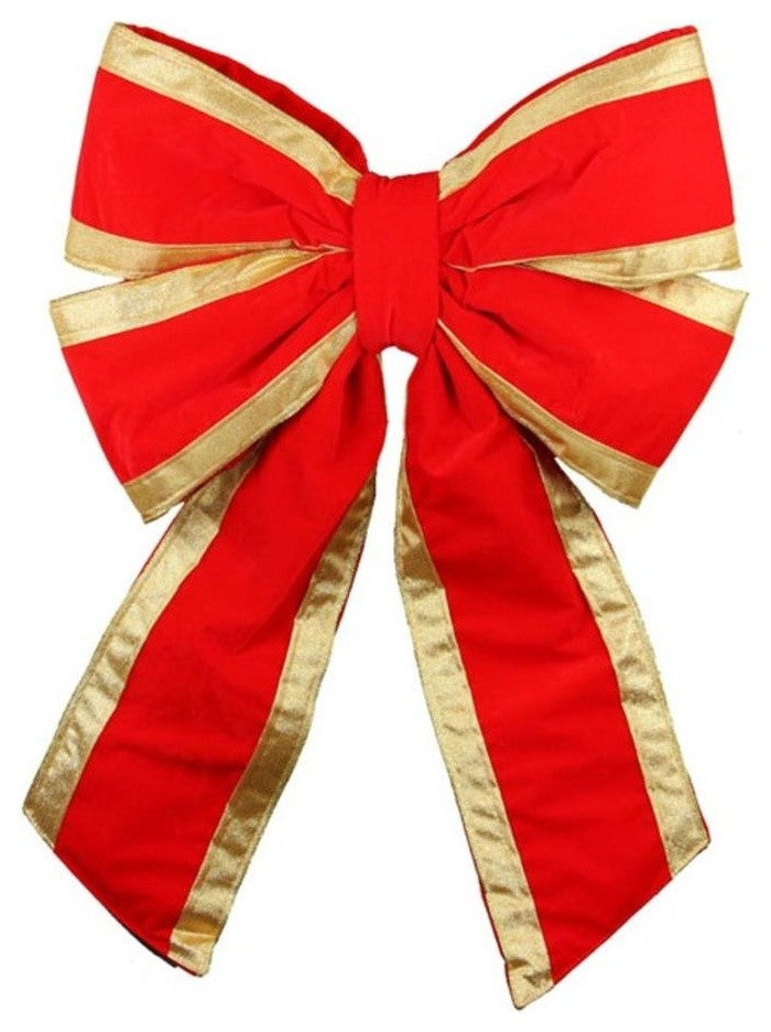 20" Commercial Structural 4-Loop Red and Gold UV Treated Outdoor Christmas Bow
