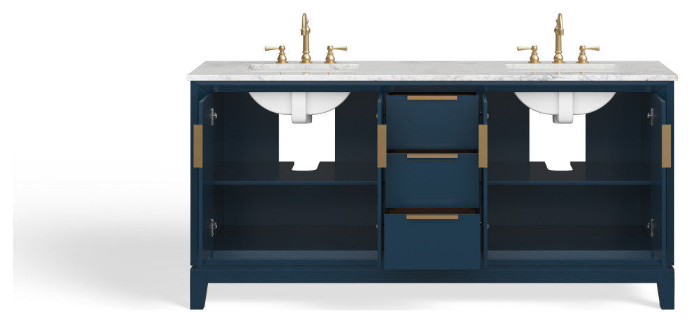 The Ezra Bathroom Vanity, Monarch Blue, 72", Double Sink, Freestanding