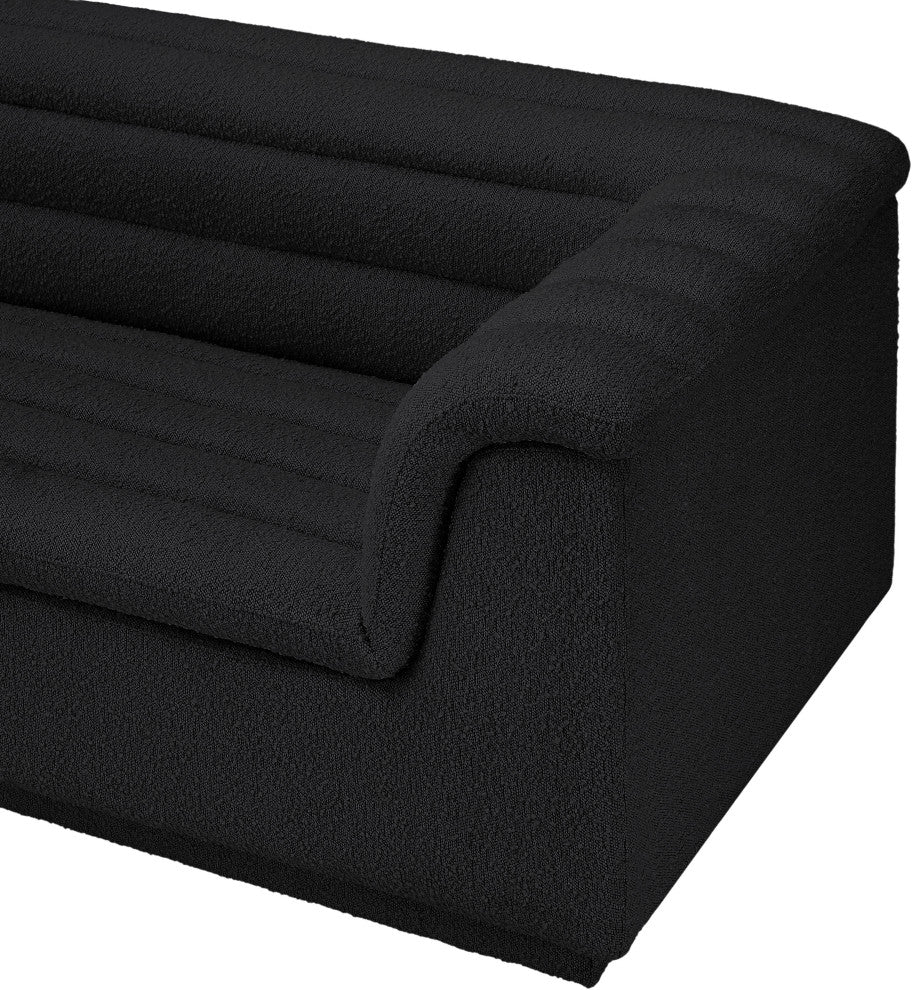 Cascade Upholstered Modular Sofa, Black, Boucle Fabric, Straight Sofa