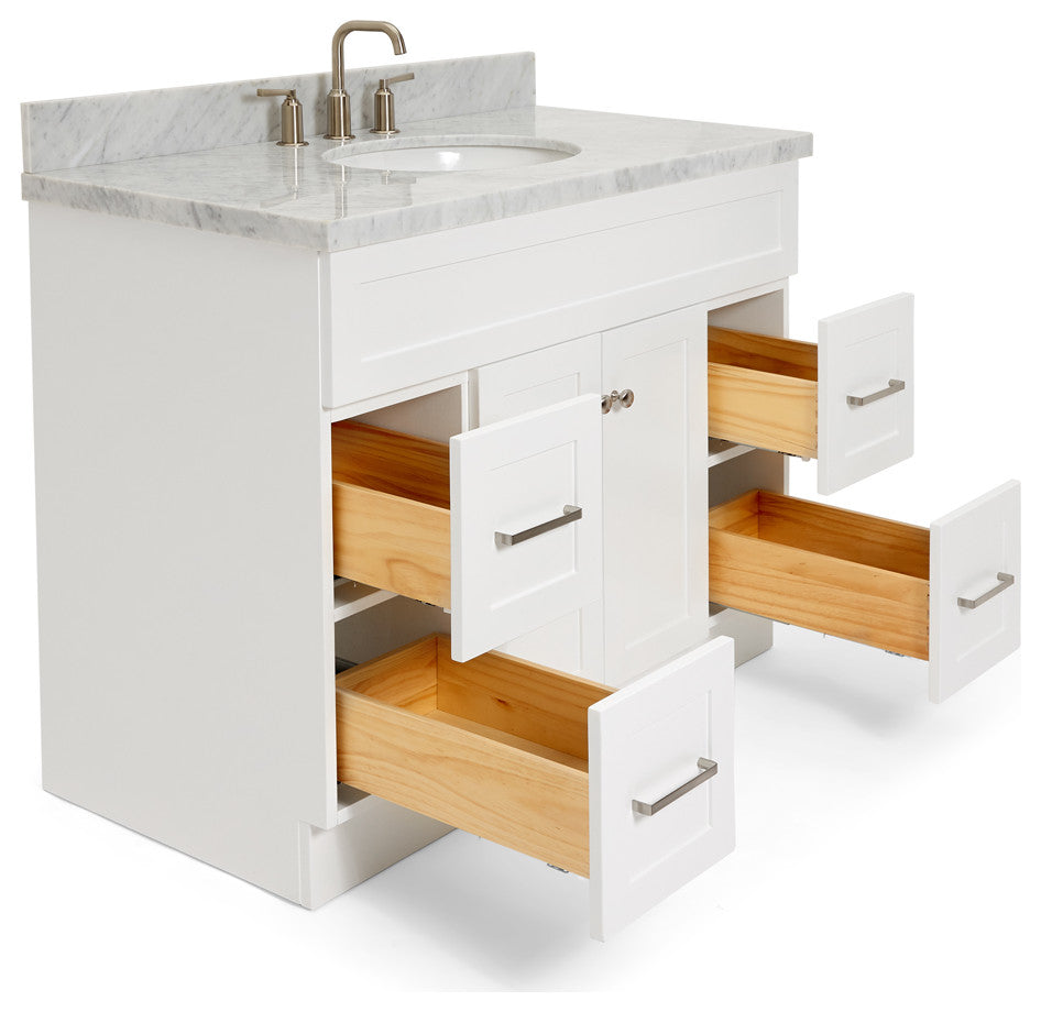 Ariel Hamlet 43" Oval Sink Bath Vanity, 1.5" Carrara Marble