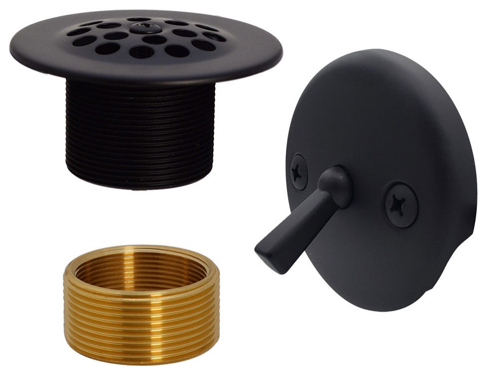 Beehive Grid Universal Tub Trim With Trip Lever Faceplate In Polished Chrome, Powder Coated Flat Black