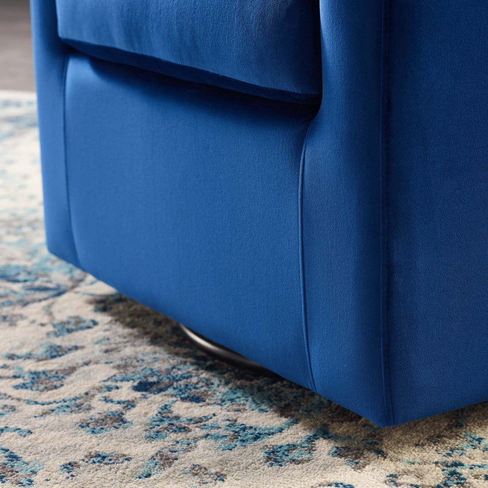 Tufted Armchair Accent Chair, Velvet, Blue Navy, Modern, Lounge Hospitality