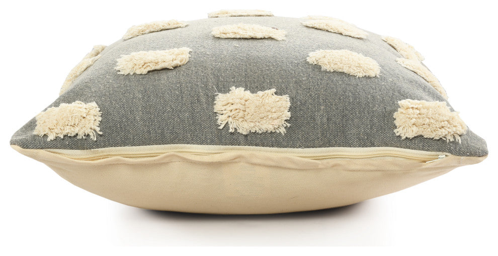 Pom Pom Palace Glam Throw Pillow, Light Gray, 20" X 20"