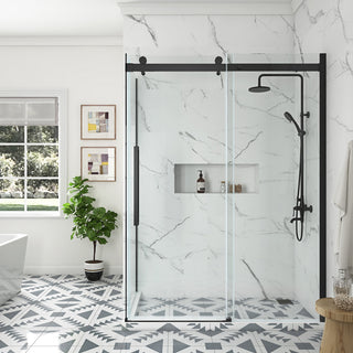 Bel Soft-Close Matte Black 60" Frameless Sliding Soft Close Shower Door