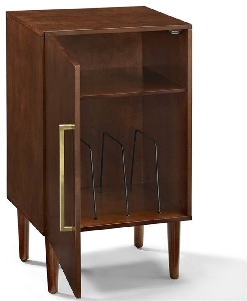 Bowery Hill Modern Engineered Wood Record Player Stand in Mahogany