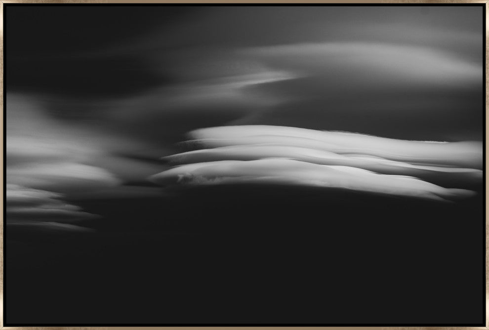 54x36 Lenticular Clouds VII, Framed Artwork, Silver