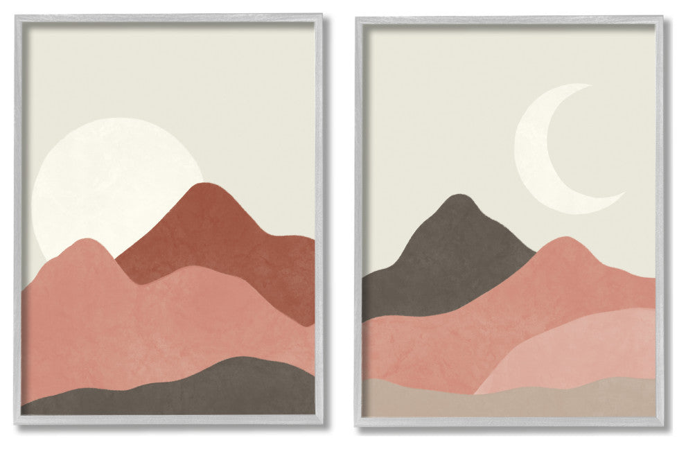 Sun and Crescent Moon Warm Dessert Canyon Landscape,24 x 30