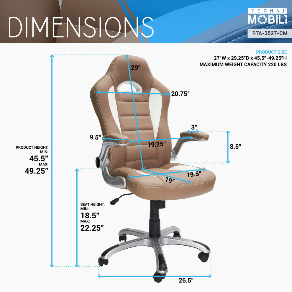 Techni Mobili Sport Race Executive Chair, Camel