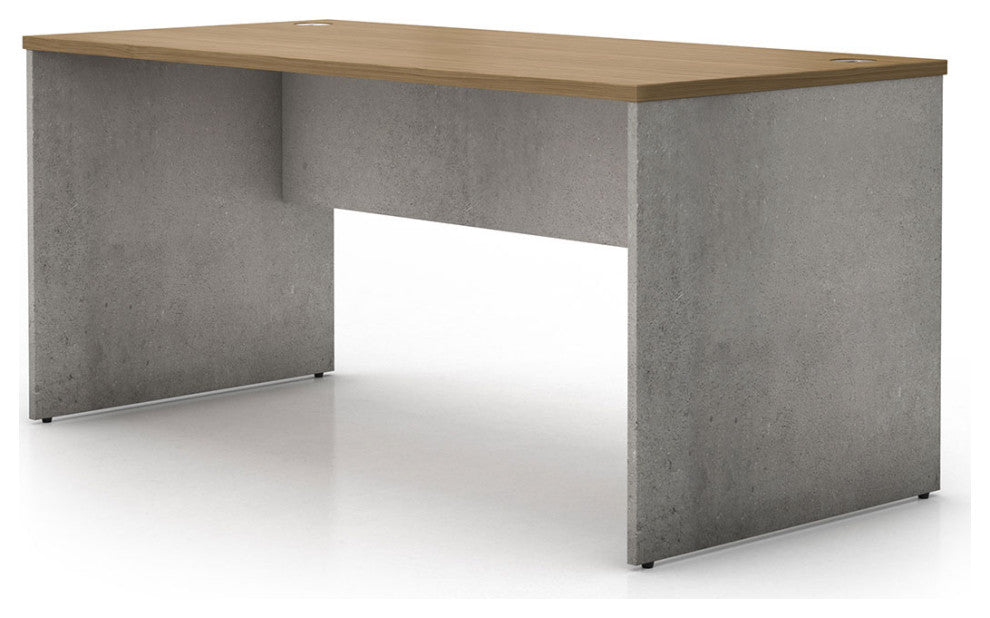 Broome Desk, Weathered Concrete on Latte Walnut