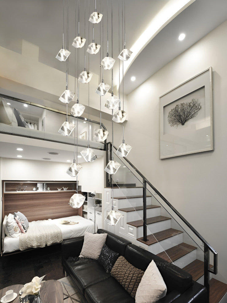 Nice | Crystal Staircase Chrome Chandelier, L36