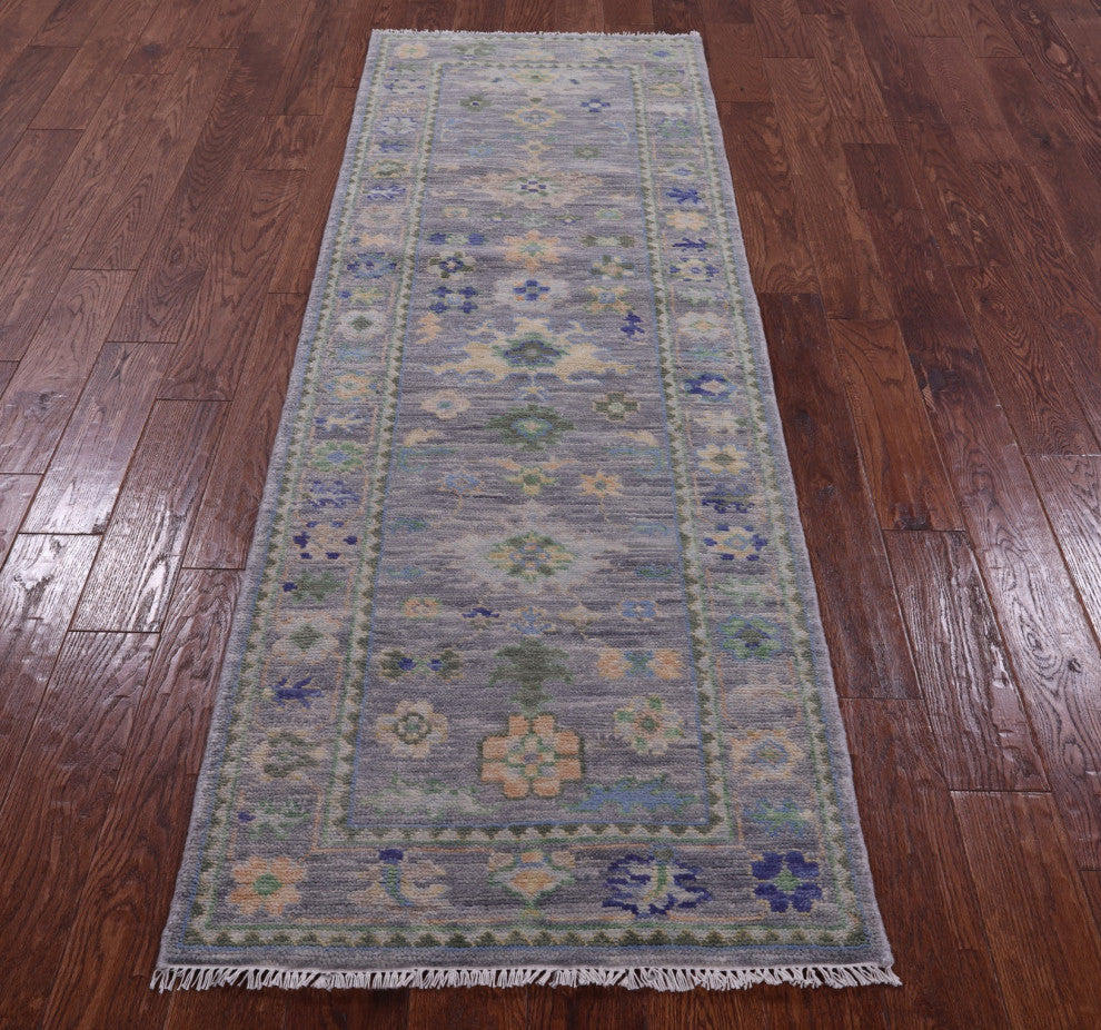Runner Hand Knotted Turkish Oushak Wool Rug 2' 8" X 7' 11" - Q14994