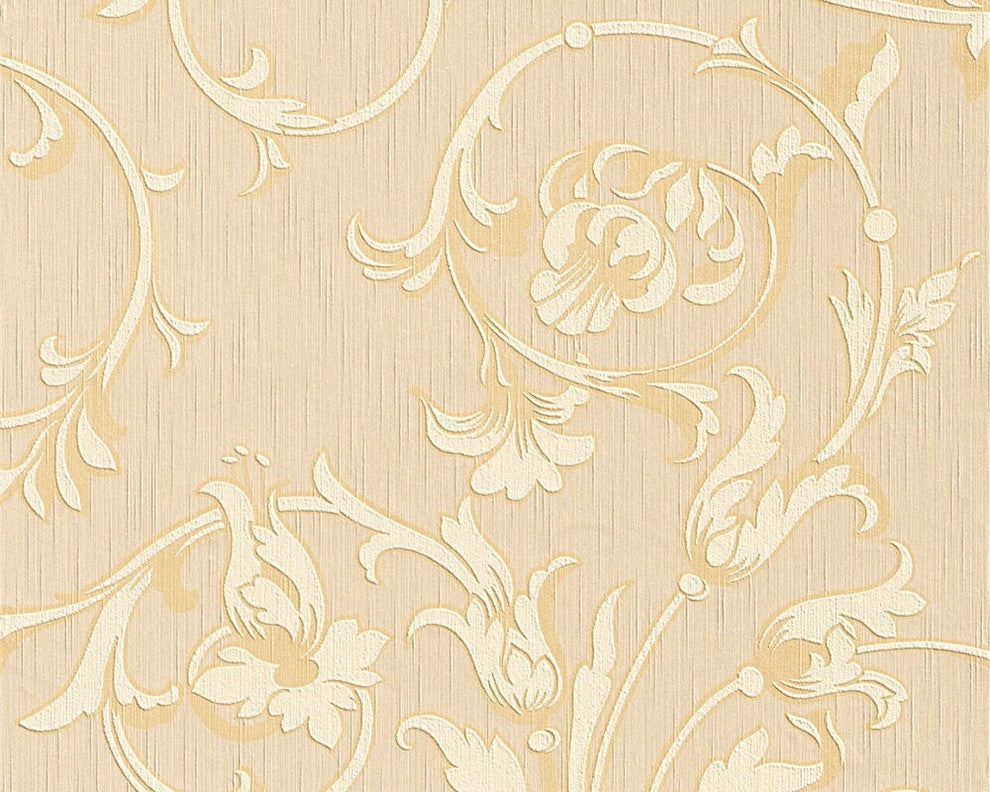 Tessuto, Baroque Fabric Beige Wallpaper Sample, Wall Decor Accent