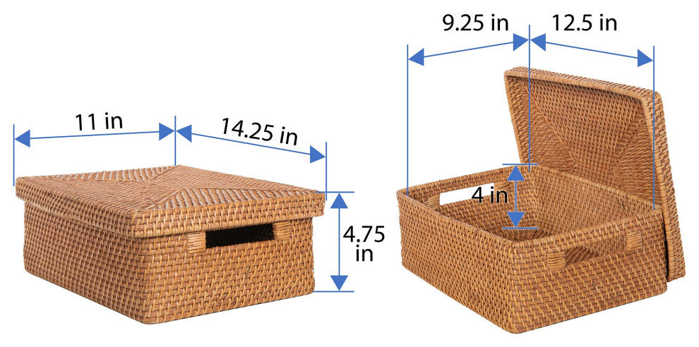 Loma Rattan Storage Box and Shelf Storage Basket, Honey-Brown