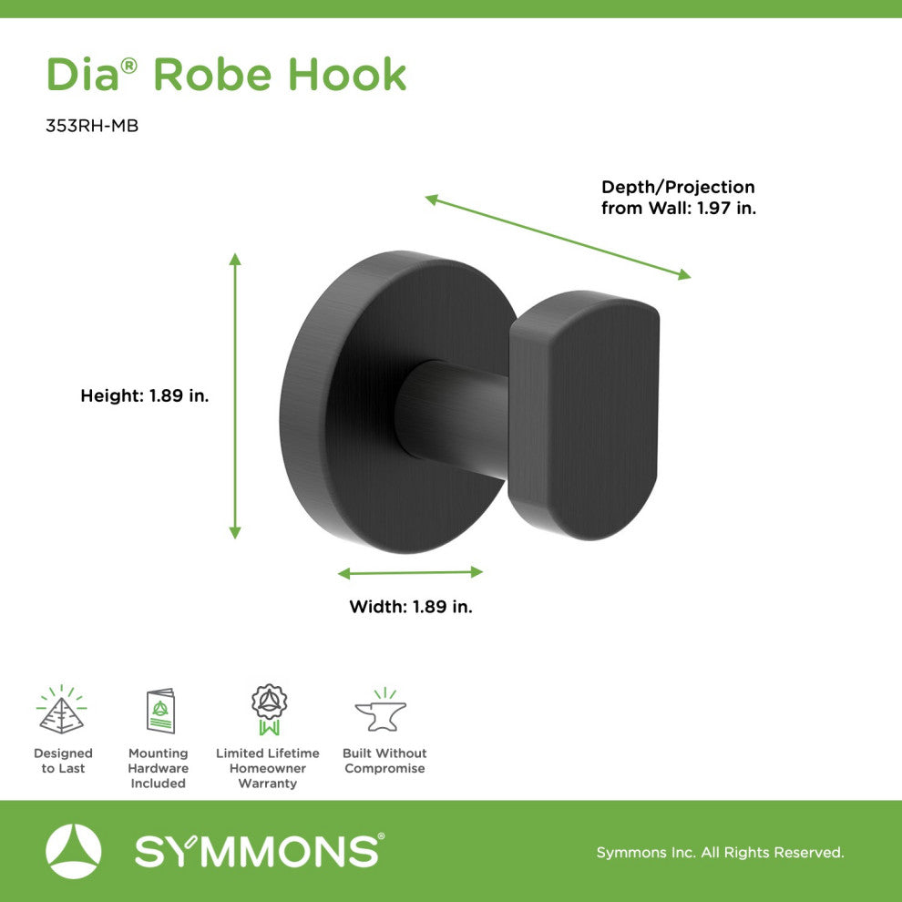 Bath Hardware, Toilet Paper Holder, Robe Hook, Towel Bar & Ring, Matte Black