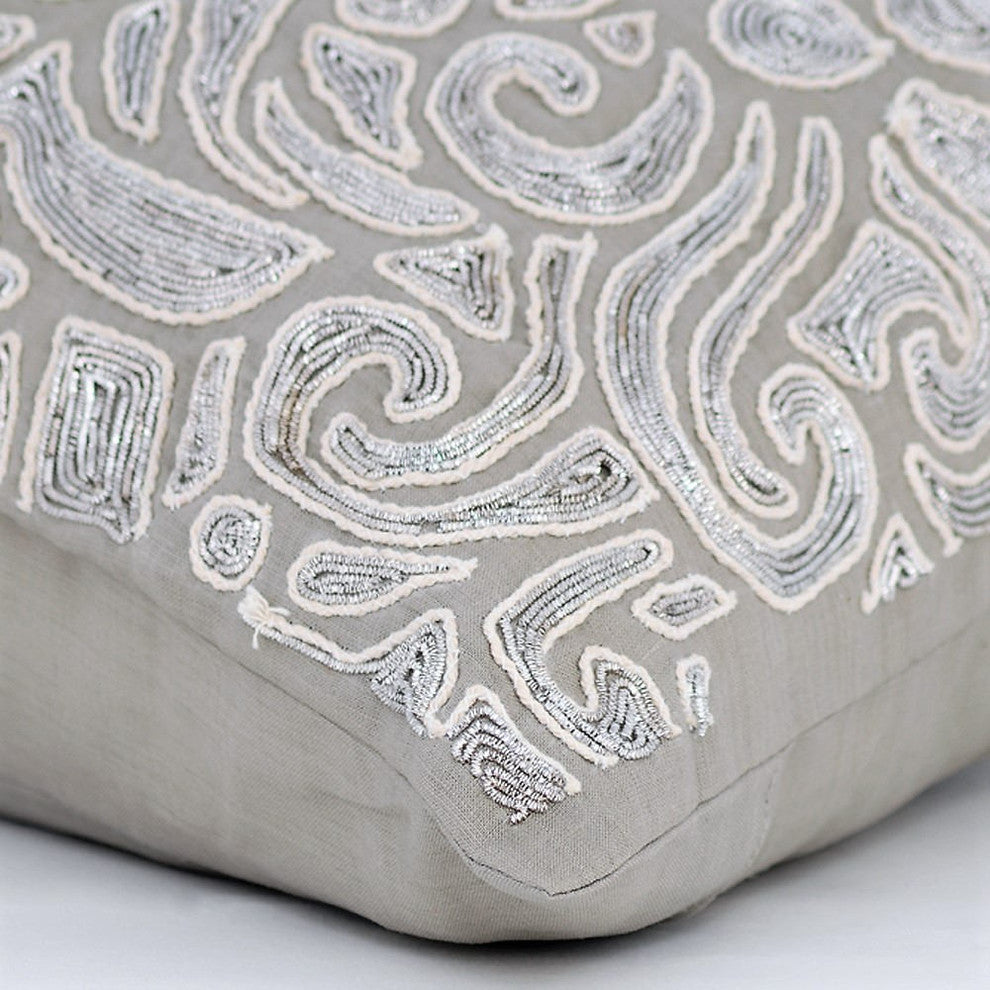 Gray Decorative Pillow Covers 22"x22" Cotton, Taupe Carnival