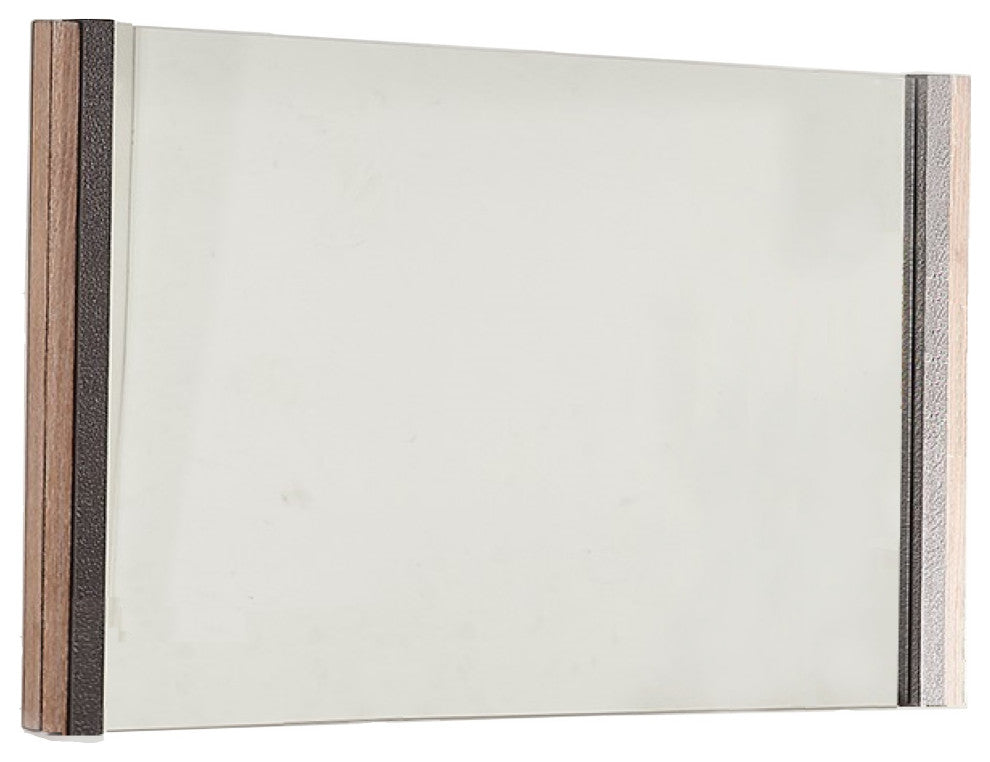 51" X 3.5" X 35" Natural Veneer Metal Mirror