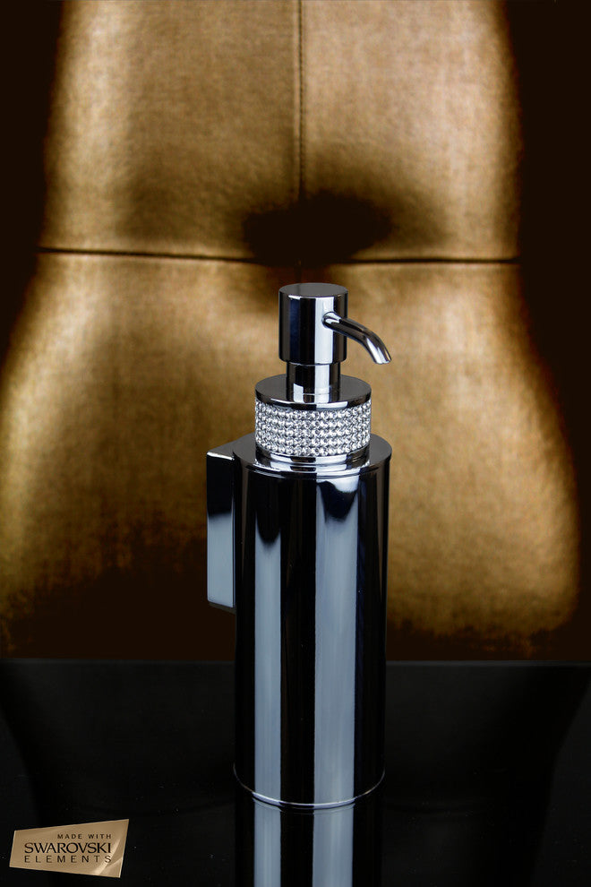 Cecilia Swarovski Crystals Wall Soap Dispenser, Polished Chrome