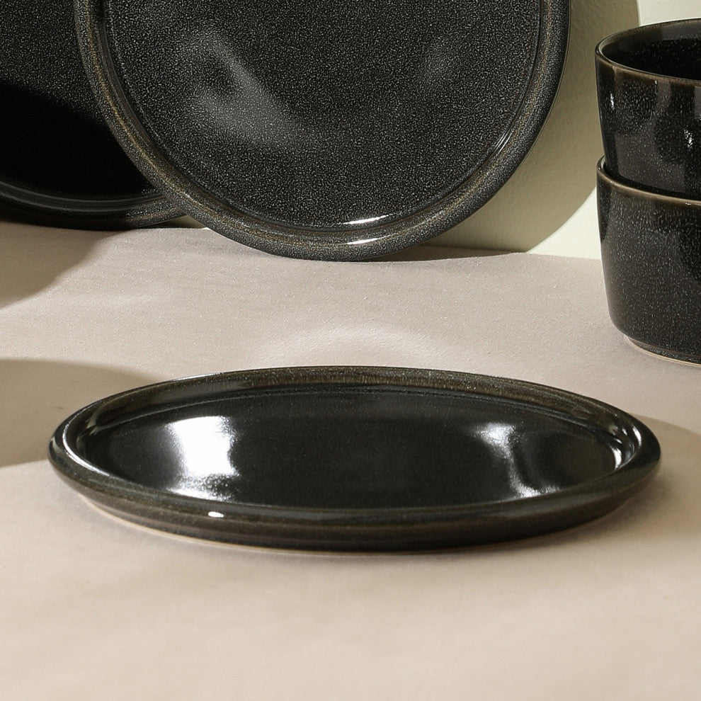 Stone Lain Eden Stoneware Salad Plate Set of 4, Charcoal Grey