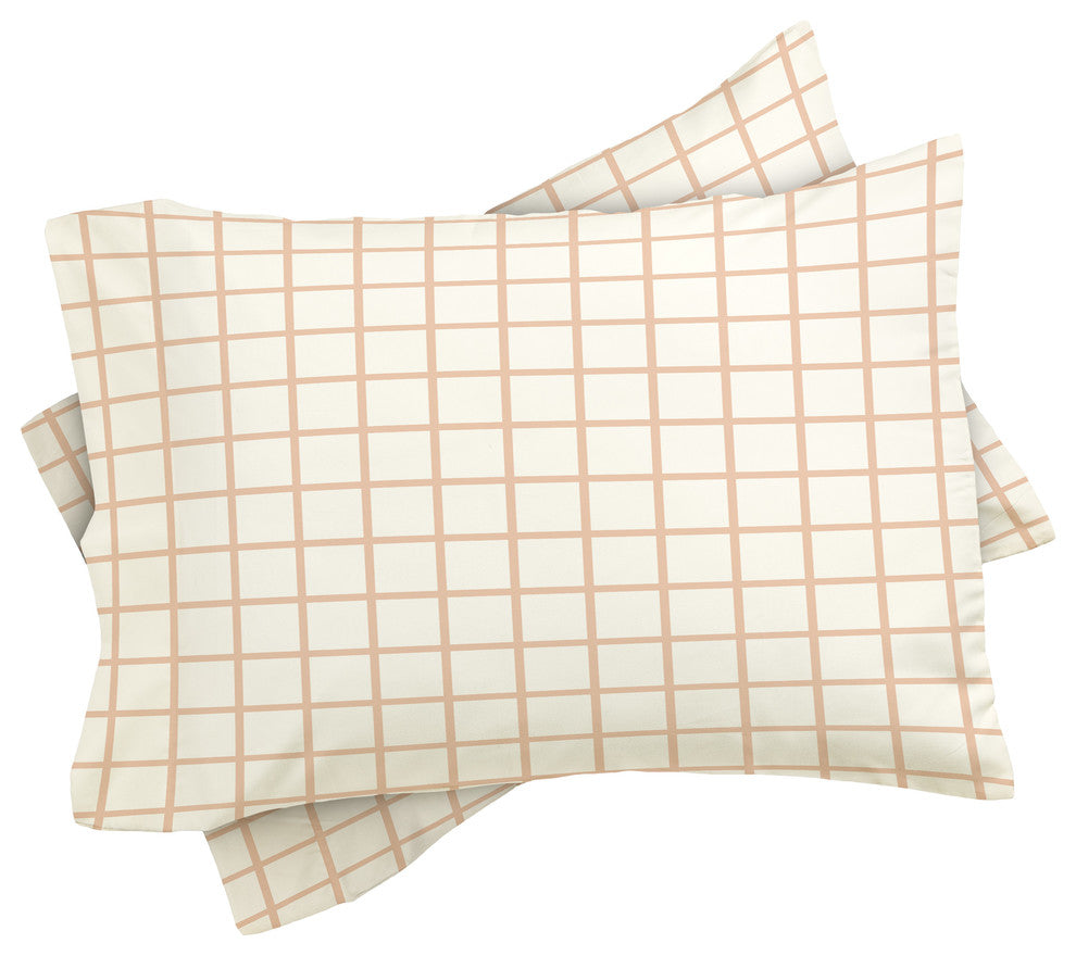 Little Arrow Design Co Blush Grid Duvet Cover Set, Queen