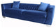 Cambridge Contemporary Sofa, Brushed Stainless Steel and Blue Velvet
