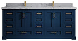 Boston 84 Double Sink Bath Vanity in Navy Blue 2" Venatino Quartz