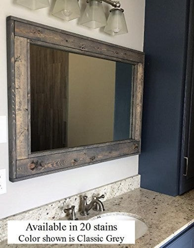 Herringbone Stained Vanity Mirror, Classic Gray, 30"x24", Horizontal