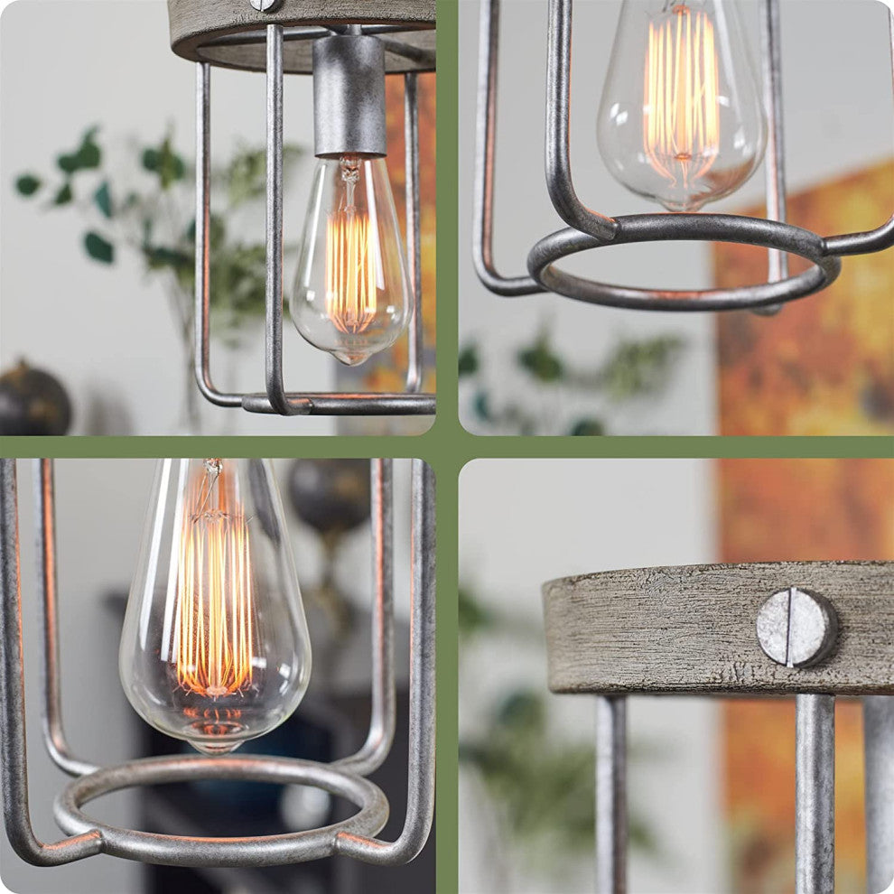 Farmhouse Ceiling Pendant Light Oak Wood Pendant Lamp