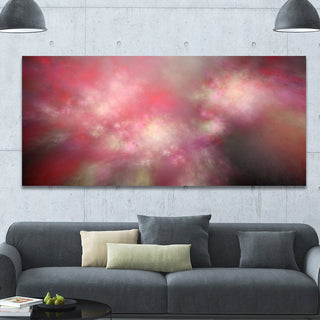 Red Blur Sky with Stars, Oversized Abstract Canvas Art Print, 60x28