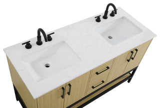 Home Living 54" Double Bathroom Vanity, Honey Brown