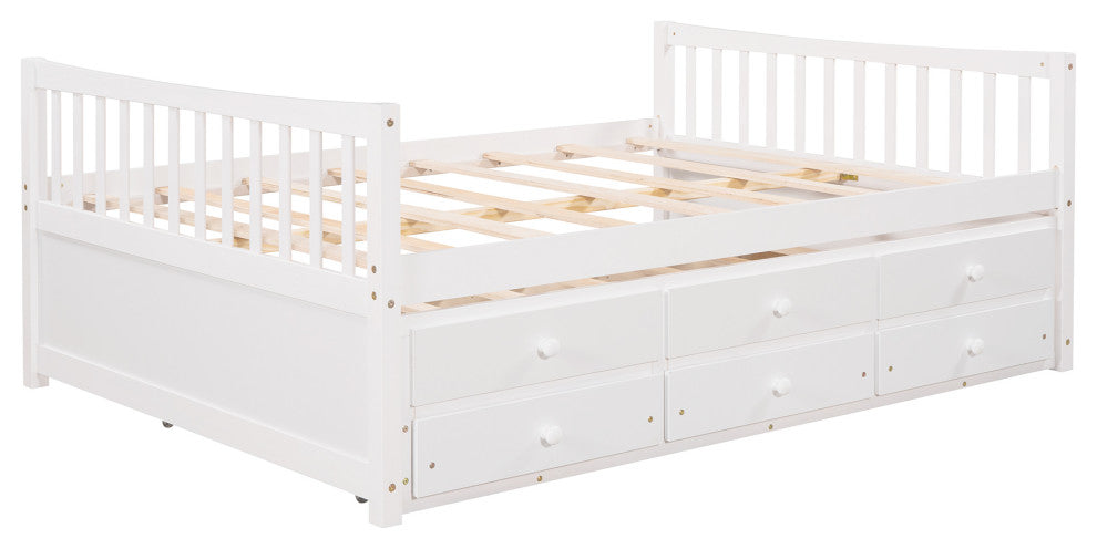 Gewnee Full size Daybed with Twin size Trundle and Drawers in White