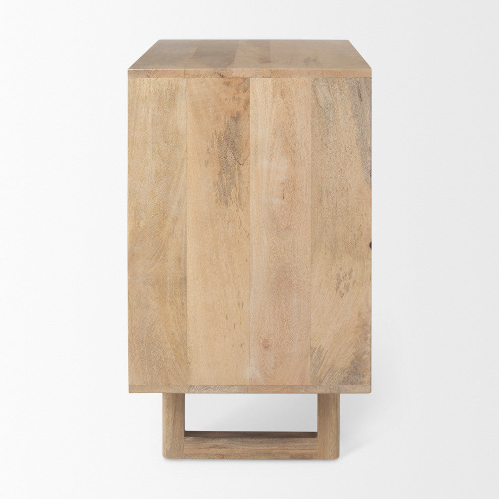 Grier Light Brown Solid Wood And Cane Accent Cabinet