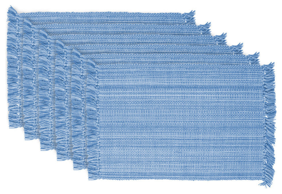 DII Variegated Light Blue Fringe Placemat, Set of 6