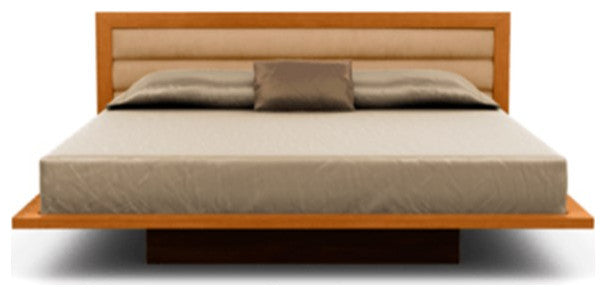 Moduluxe 29" Queen Bed With Upholstery, Autumn Cherry, Sand Microsuede