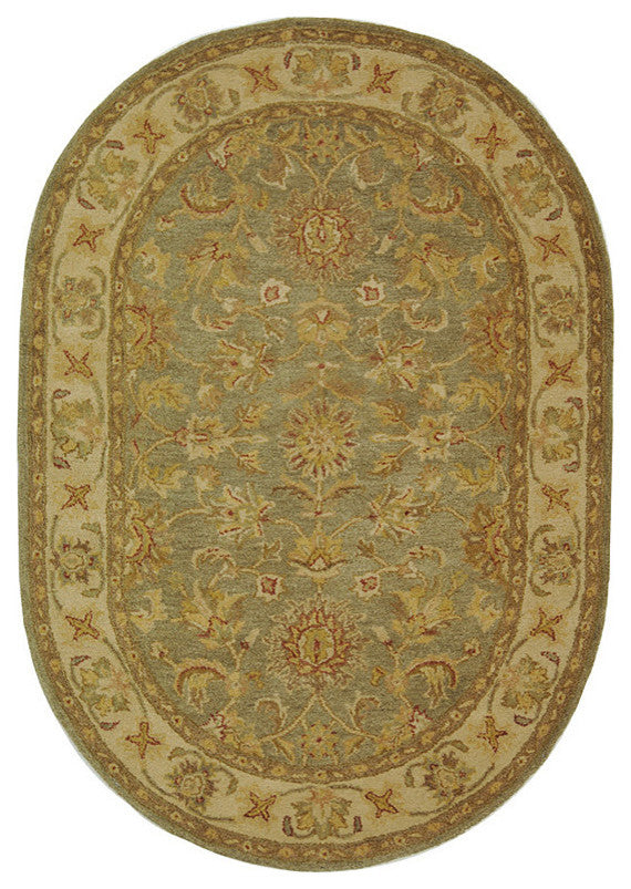 Safavieh Antiquities at313a Rug, Green/Gold, 4'6"x6'6" Oval