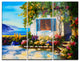 "House Near Sea Oil Painting" Painting Metal Wall Art, 3 Panels, 36"x28"