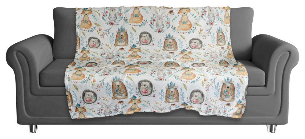 Whimsical Woodland Animals 50x60 Coral Fleece Blanket