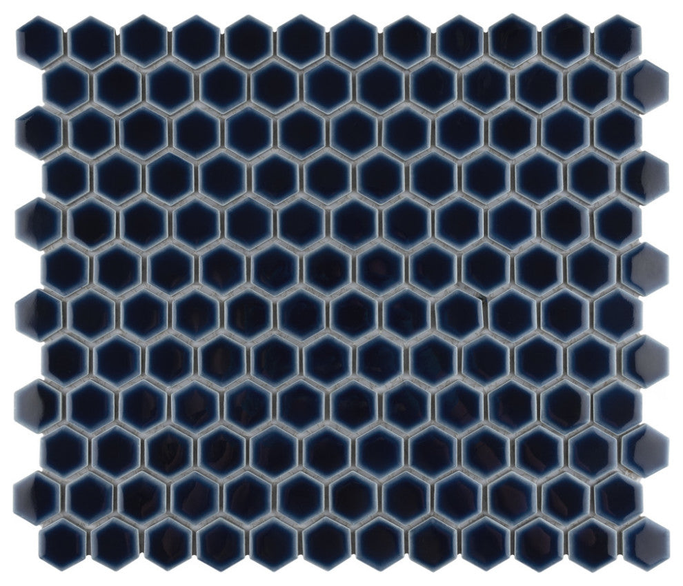 Hudson 1" Hex Smoky Blue Porcelain Floor and Wall Tile