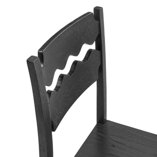 Jax Oak Wood Counter Stool With Wavy Razor Back, Black