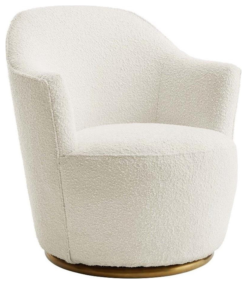 Nora Boucle Upholstered Swivel Chair, White