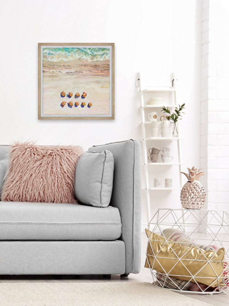 "Umbrella Shore" Framed Painting Print, 12"x12"