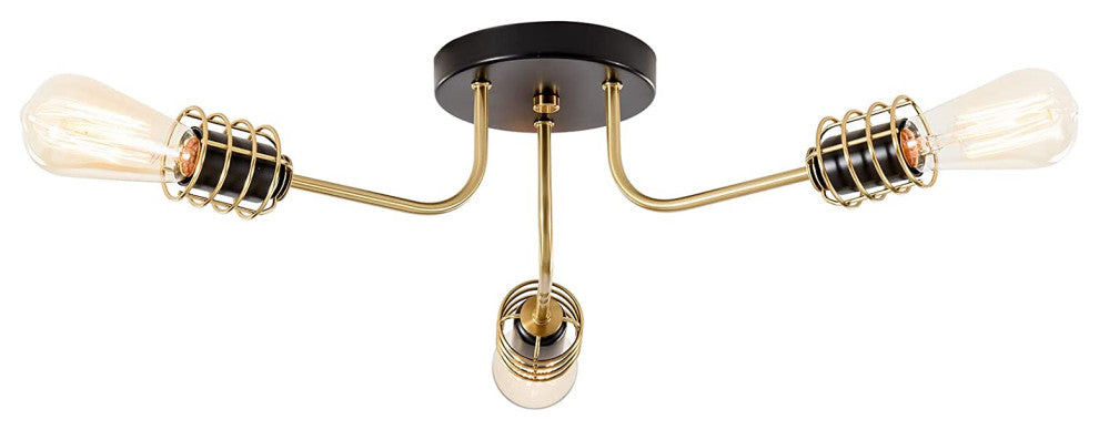 3 Light Industrial Semi Flush Mount, Adjustable