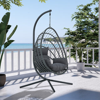 Kingman Basket Swing Basket Egg Chair with Stand