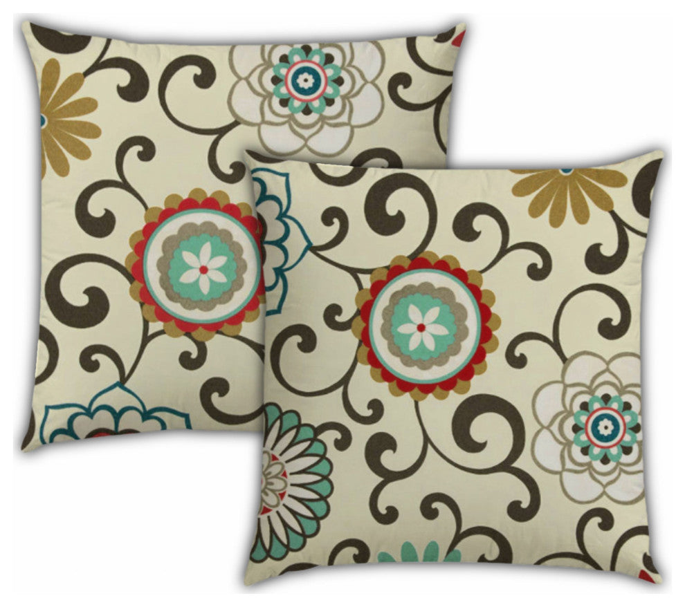 3-Piece Set Cream Classic Indoor Outdoor Zippered Pillow Covers