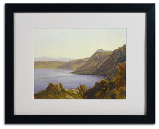 'The Albano Lake' Matted Framed Canvas Art by Antoine Joinville