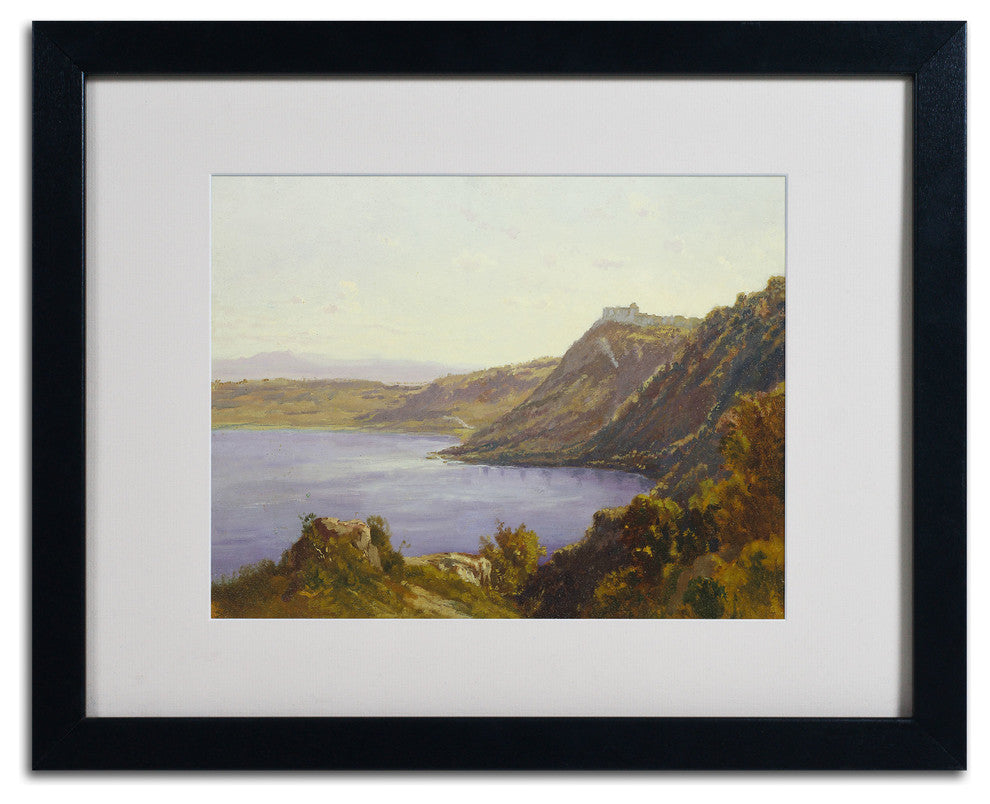 'The Albano Lake' Matted Framed Canvas Art by Antoine Joinville