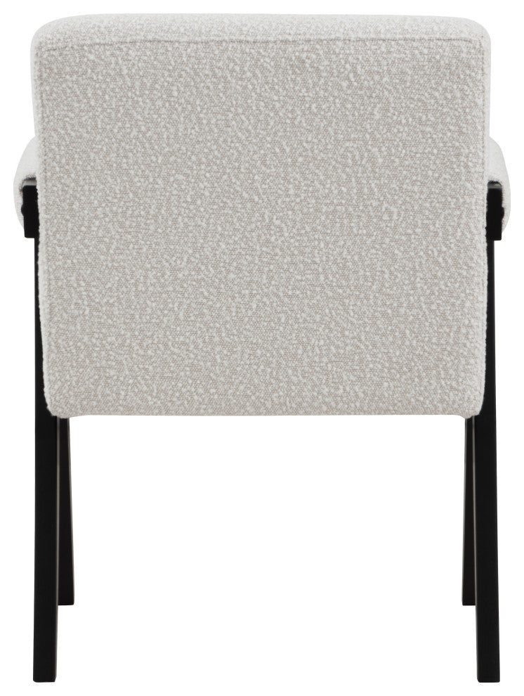 Woodloch Boucle Fabric Upholstered Accent Chair, Cream, Black Finish