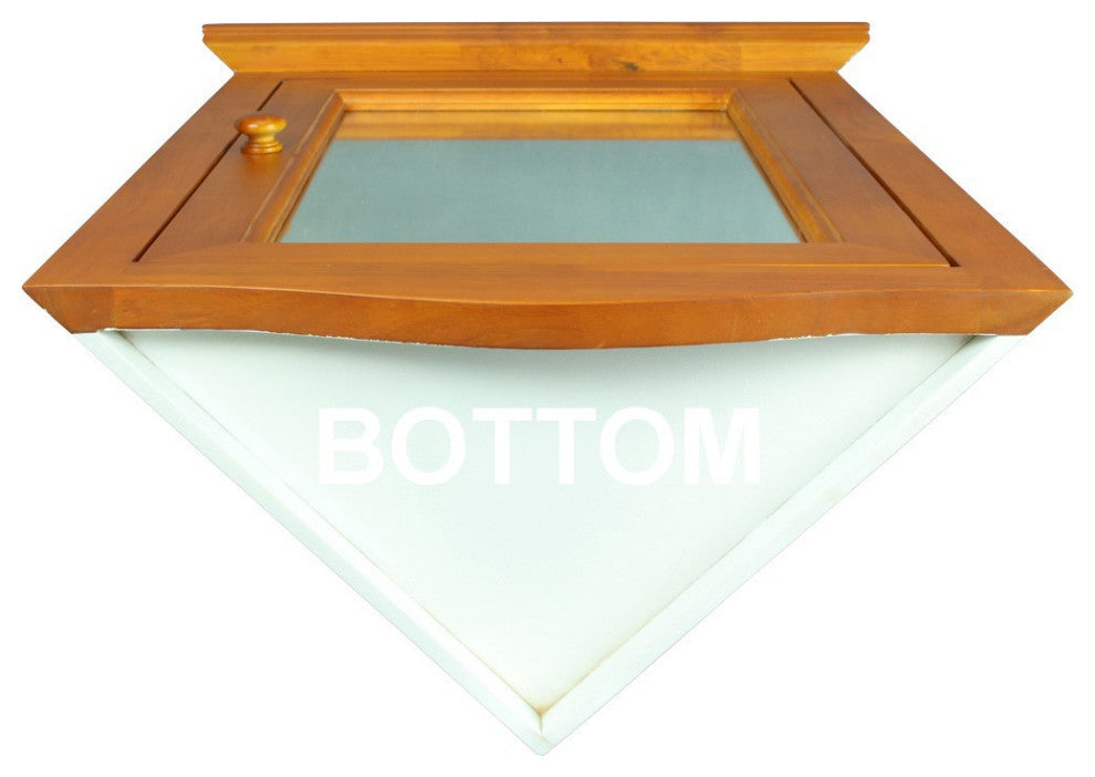 Bathroom Medicine Cabinet with Mirror Golden Oak Hardwood Corner Wall Mount