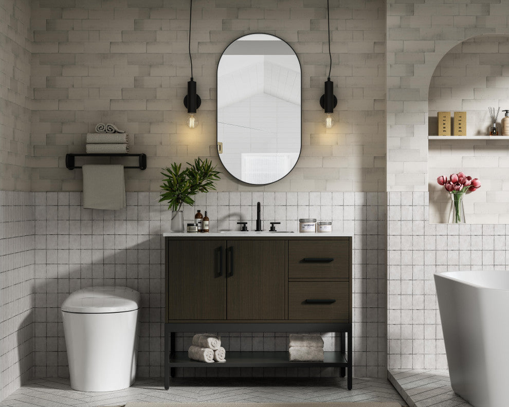 Home Living 42" Single Bathroom Vanity, Mocha Brown