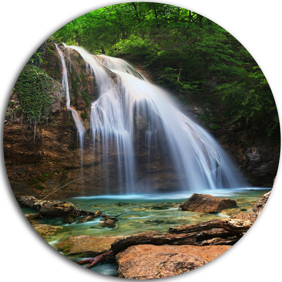 Djur Djur Waterfall, Landscape Photography Round Wall Art, 11"